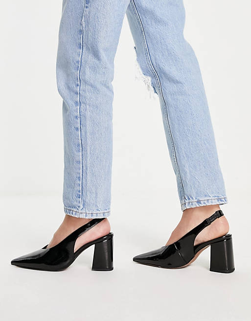Shoes Heels/Wide Fit Serina slingback block heeled shoes in black 