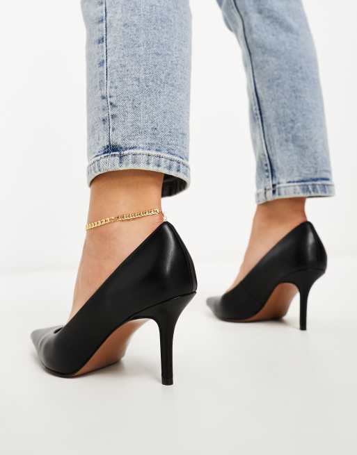 Asos black court store shoes