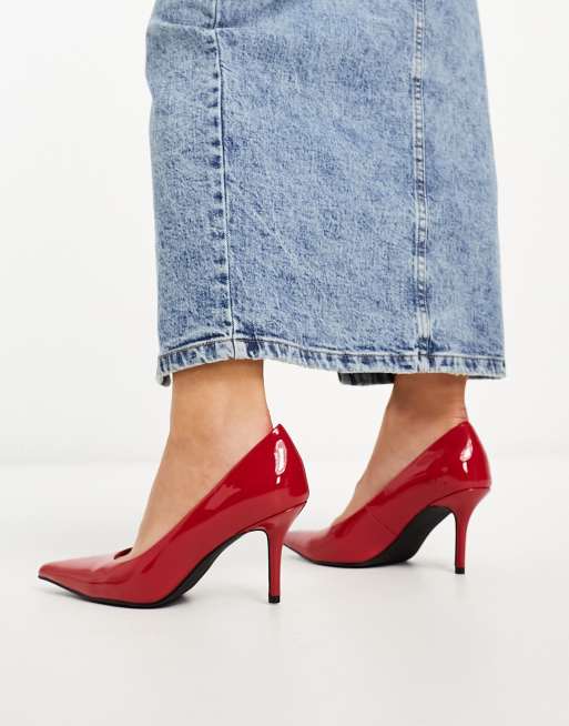 ASOS DESIGN Wide Fit Sienna Pumps in Rot mit mittelhohem Absatz weite Passform ASOS