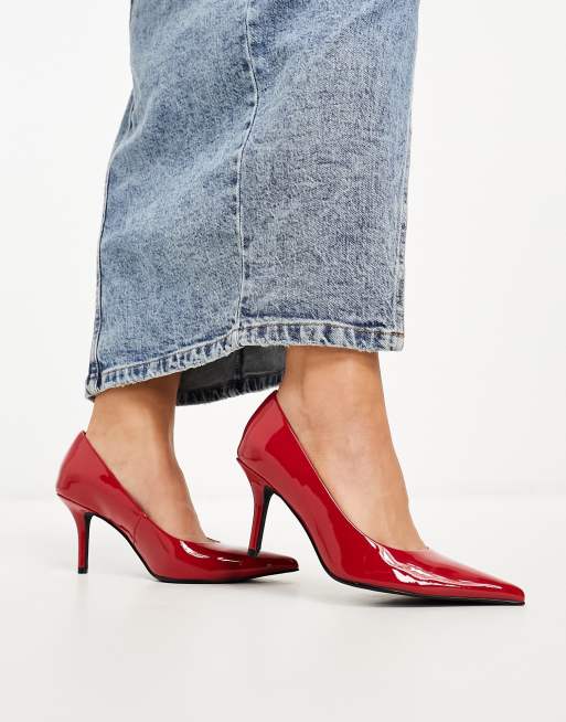 ASOS DESIGN Wide Fit - Sienna - Røde pumps med mellemhøj hæl, 3 af 4