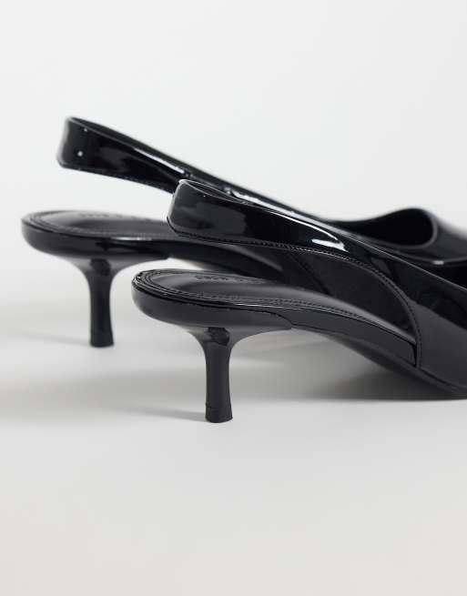 ASOS DESIGN Wide Fit Signature Schuhe mit Kitten-Heel in Schwarz, Lack, 3 von 4