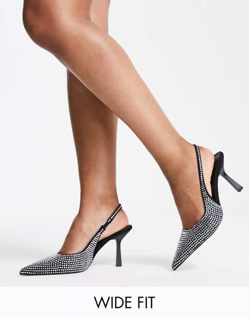 ASOS Design Wide Fit West Slingback Block Heeled Shoes