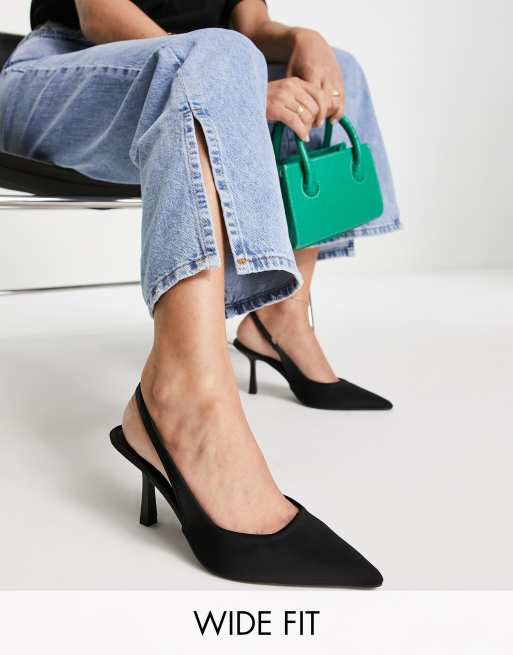 ASOS DESIGN Wide Fit – Simba – Schuhe in Schwarz mit Stilettoabsatz und Fersenriemen, weite Passform