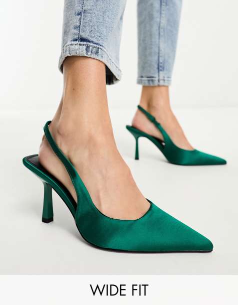 Women's dark green shoes heels sale