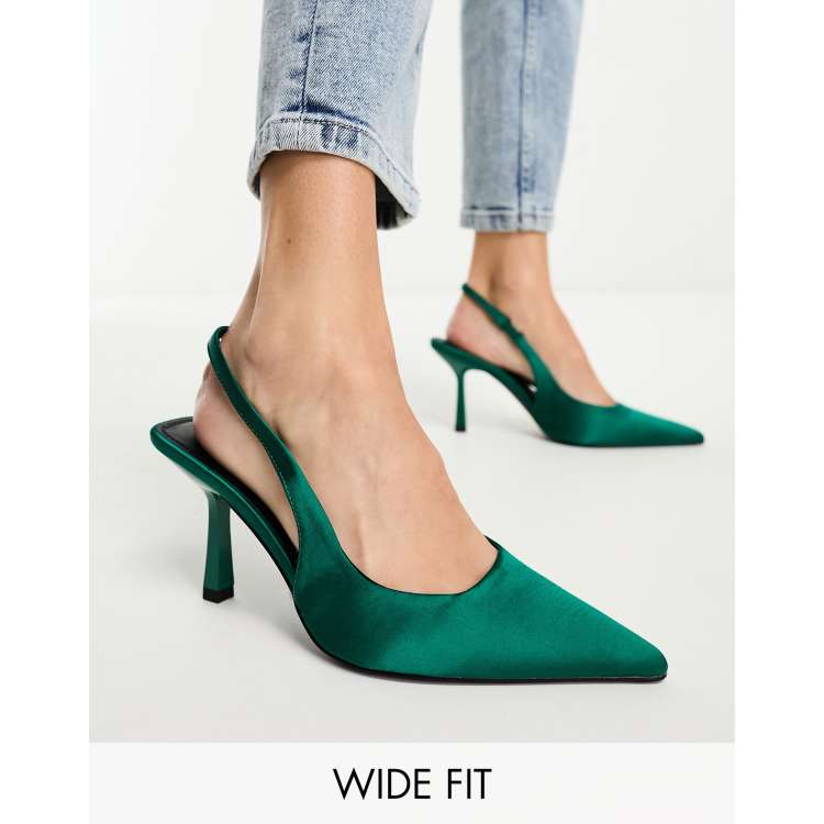 Green 2024 satin heels