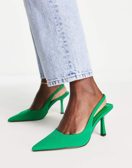 ASOS DESIGN Wide Fit Simba slingback stilettos in green | ASOS