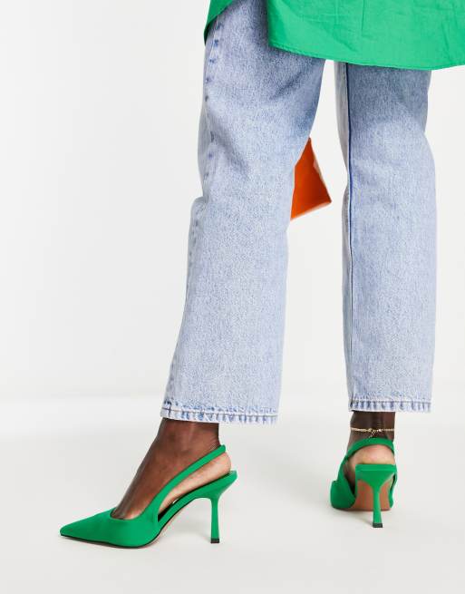 ASOS DESIGN Wide Fit Simba slingback stilettos in green | ASOS