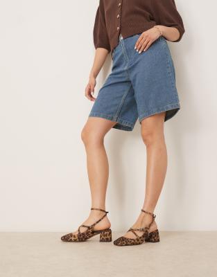 Asos Design Wide Fit Simone Buckle Strap Detail Mid Block Heel Shoes In Multi