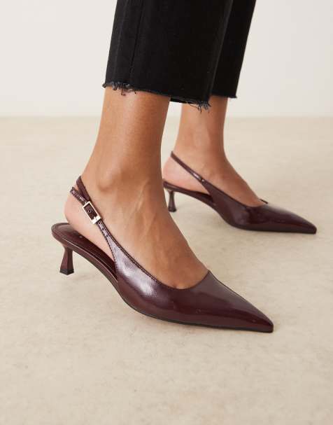 ASOS DESIGN Wide Fit - Skip - Scarpe con tacchetti a spillo in vernice bordeaux con cinturino posteriore - view 1