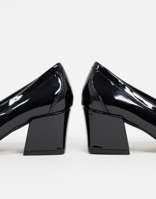 black wide fit mid heels