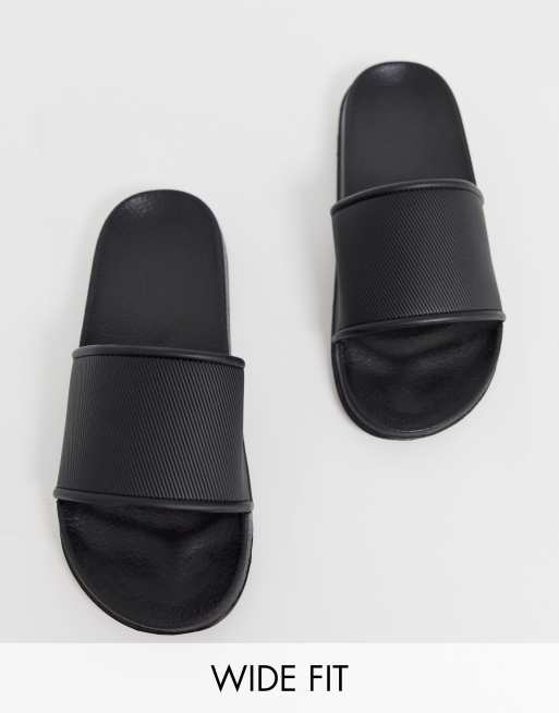 ASOS DESIGN Wide Fit sliders in black