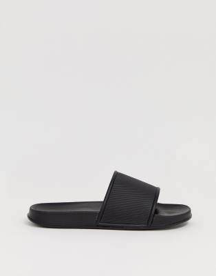wide fit black sliders