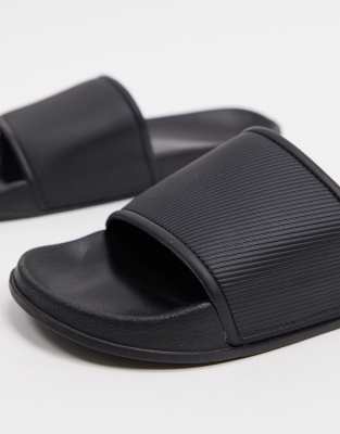 ASOS DESIGN Wide Fit sliders in black 