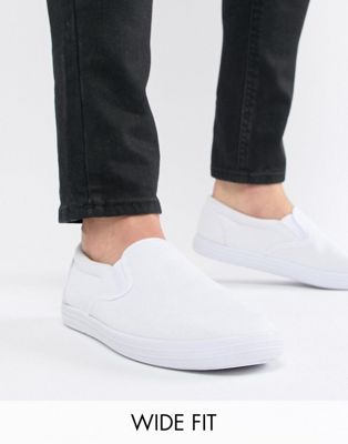 mens wide fit canvas slip on shoes