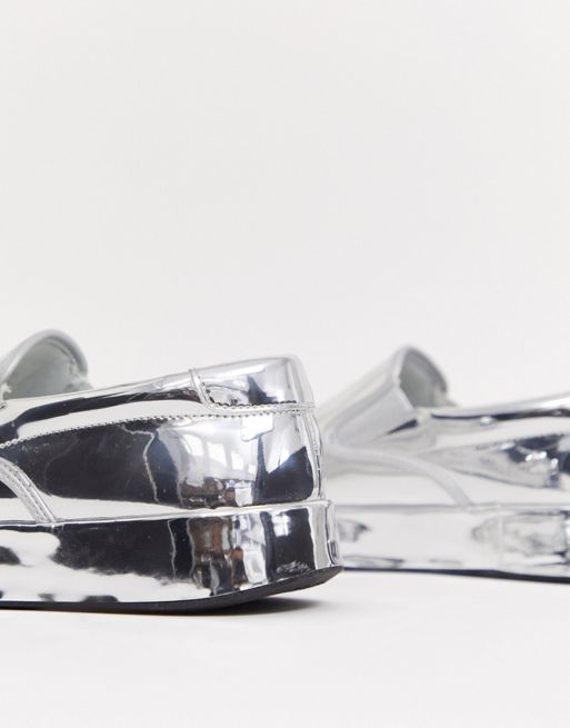 ASOS DESIGN slip on sneakers in metallic mirror silver
