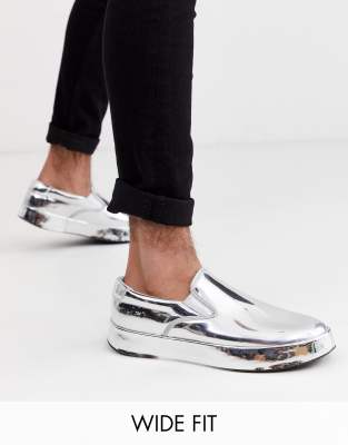 silver slip on trainers