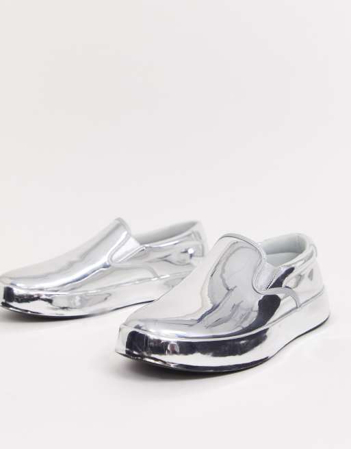 ASOS DESIGN sneakers in metallic silver