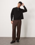 [ASOS DESIGN] ASOS DESIGN wide fit smart pants in brown-Grey W30 BROWN