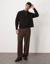 ASOS DESIGN smart oversized tapered pants in brown micro texture
