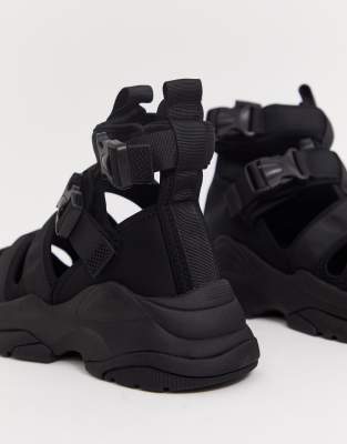 black sneaker sandals