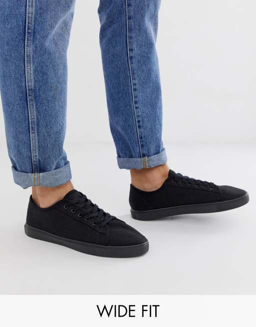 Wide fit clearance canvas trainers