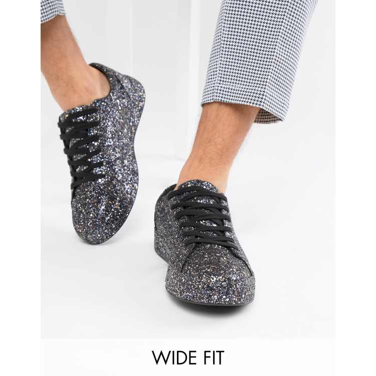 Wide width store glitter sneakers