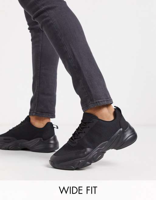 ASOS DESIGN Wide Fit sneakers in black mesh | ASOS