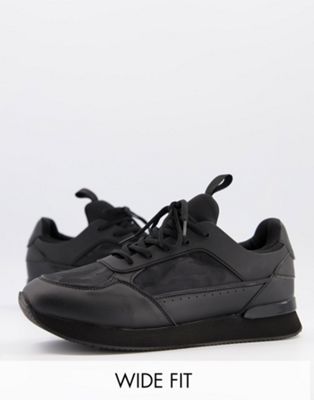 black wide sneakers