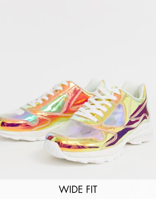 Iridescent lace up chunky 2024 sneakers