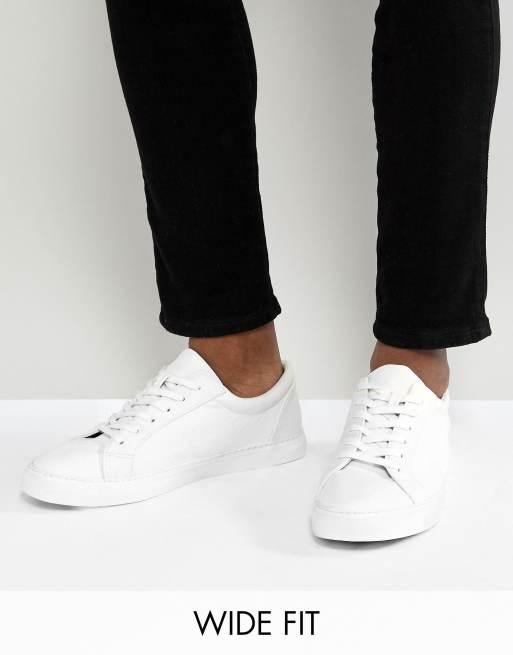 ASOS DESIGN Wide Fit Duet flatform lace up sneakers in white