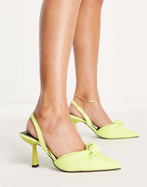 ASOS DESIGN Wide Fit Soraya knotted slingback mid heeled shoes in