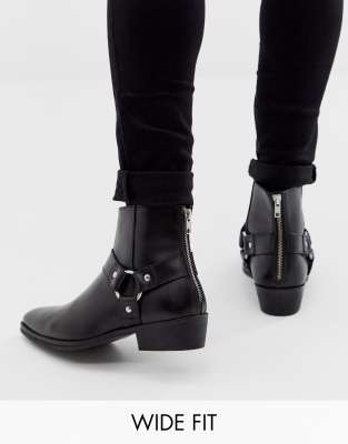 stacked heel western chelsea boots