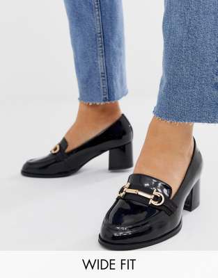wide fit black loafers women's