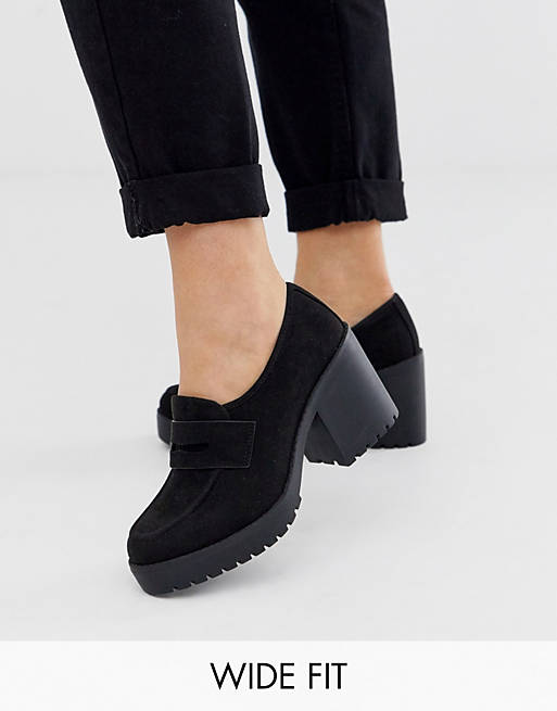 ASOS DESIGN Wide Fit Stockton chunky loafers in black