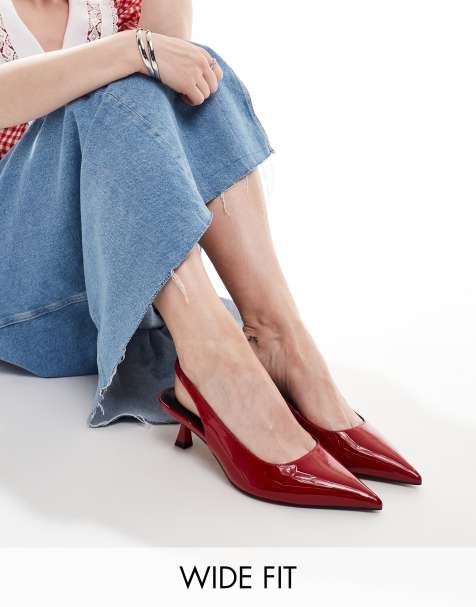 ASOS DESIGN Wide Fit – Stroll – Czerwone buty na średnim obcasie z paskiem za piętą - view 1