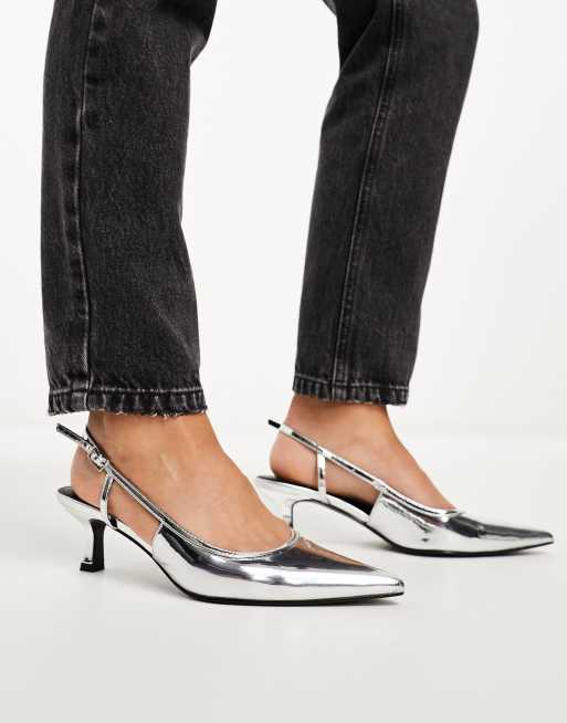 Wide fit 2025 silver kitten heels