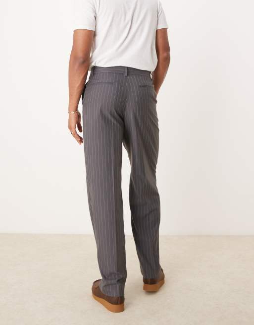 Topman premium wide leg pinstripe wool blend pants in