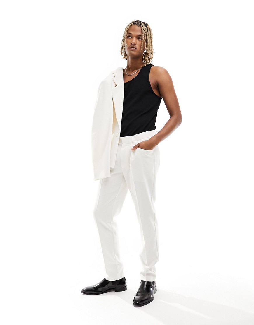 Asos Design Wide Fit Suit Pants In White