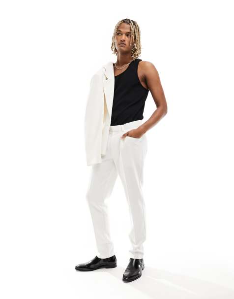 ASOS DESIGN wide fit suit trousers in white - view 1