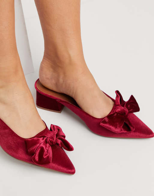 ASOS DESIGN Wide Fit – Summer – Rosa mules med mellanhög klack och rosett, 3 av 4