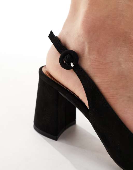 Black Wide Fit Chunky Block Heel Slingback S