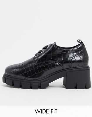wide fit black lace up shoes