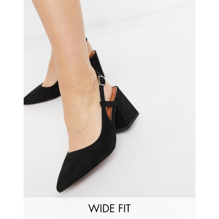 ASOS DESIGN Wide Fit Sydney slingback mid heels in black | ASOS