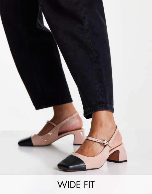 ASOS DESIGN Wide Fit - Syon - Mary-Jane schoenen met halfhoge hak in beige