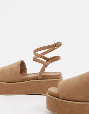 asos design tabitha chunky flatform sandals in black