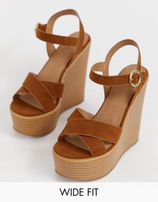 wide fit tan wedges