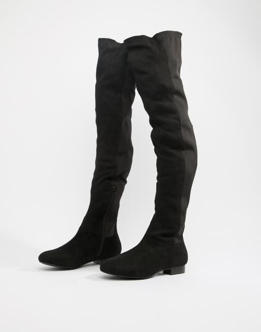 Asos design kelby flat sale elastic thigh high boots