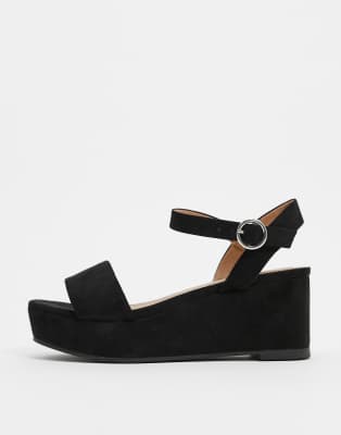 womens wide fit black sandals