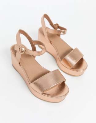 flatform sandals rose gold