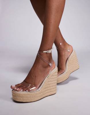 ASOS DESIGN Wide Fit - Tamika - Transparente Espadrilles mit Keilabsatz, weite Passform